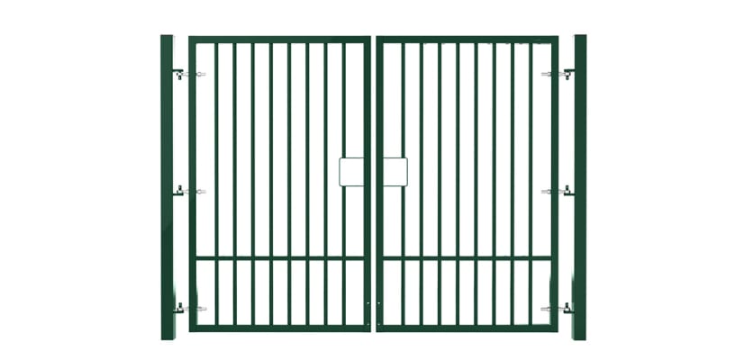 2.4m High x 2.0m Wide EnviroRail® Double Leaf Flat Top Gate in Green