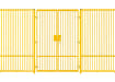 A Yellow EnviroRail® Double Leaf Flat Top Gate installed into a fencing line 