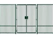 A Green EnviroRail® Double Leaf Flat Top Gate installed into a fencing line 