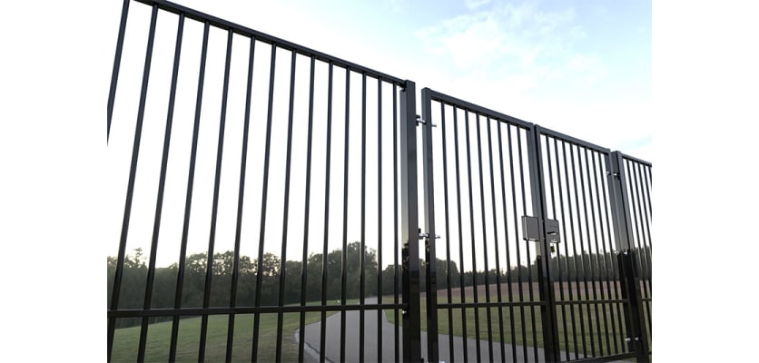 EnviroRail® Double Leaf Flat Top Gate installed outside a park