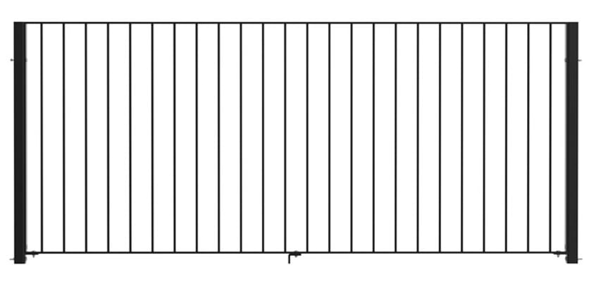 1.0m high Standard Flat Top Railing Bay in Black 