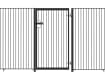A Black Standard Flat Top Railing Gate installed in a railing perimeter 