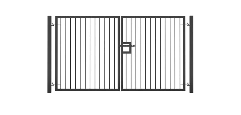 2.1m High Double Leaf Standard Flat Top Railing Gate in Black 