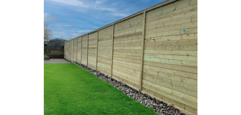 2.4m EchoGroove Reflective Acoustic Fencing Kit installed in garden