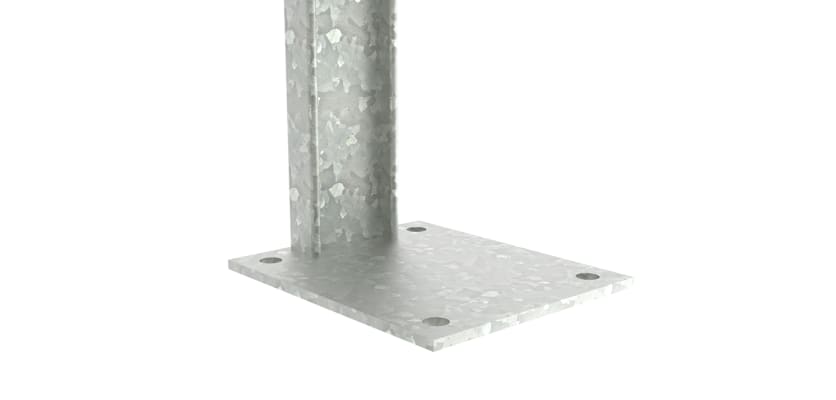 Close up of base plate for 2.1m High Palifence Security End Post Kit