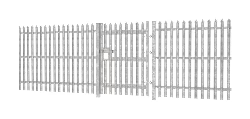 PaliFence® 1.8m High Palisade Security Single Leaf Gate installed in a Palisade Fencing Line 