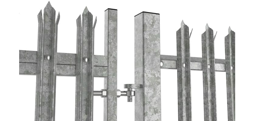 Close up of the hinge of the PaliFence® Palisade Gate 