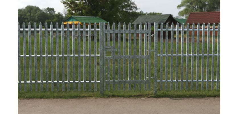 PaliFence® Palisade Security Single Leaf Gate in a perimeter around an outdoor picnic area