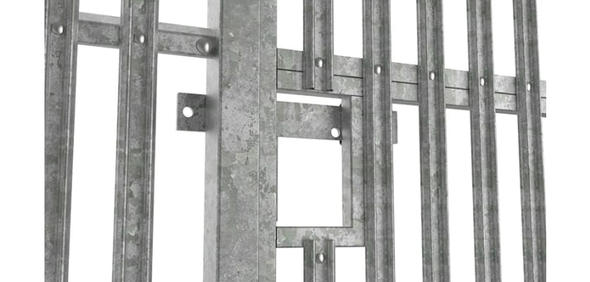 Close up of the sliding latch section of the PaliFence® Palisade Gate 