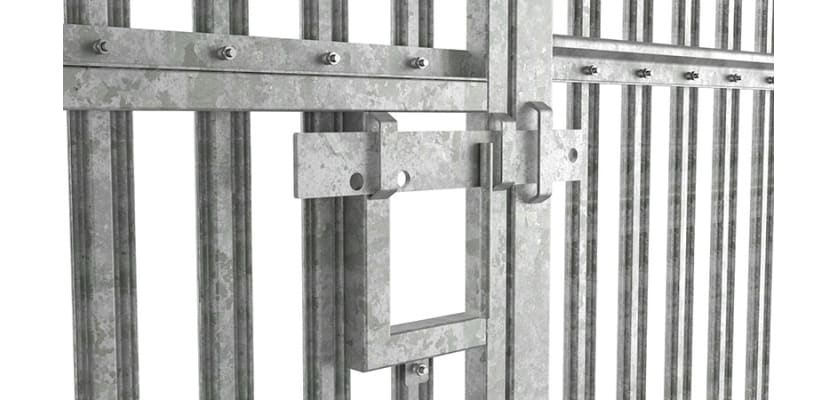 Close up of the sliding latch of the PaliFence® Palisade Gate 
