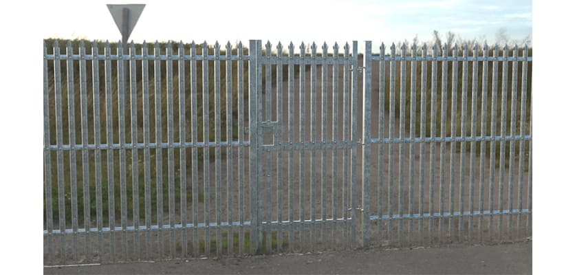 PaliFence® Palisade Security Single Leaf Gate in a perimeter securing a Private Road