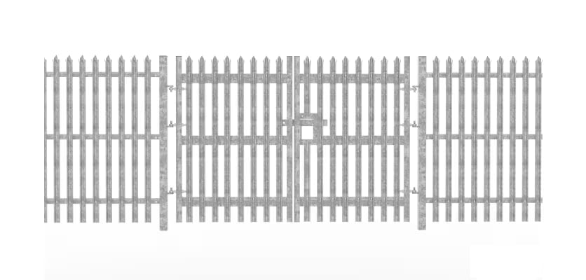 PaliFence® 2.0m High Palisade Security Double Leaf Gate installed in a Palisade Fencing Line 