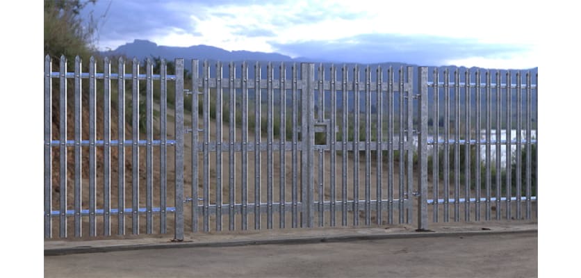 PaliFence® Palisade Security Double Leaf Gate Securing a Private Road near a Beach