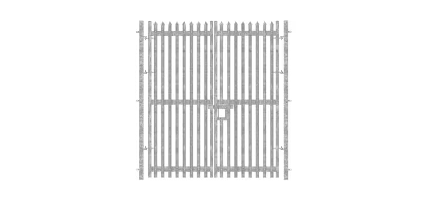 PaliFence® LPS 1175 (A1) 3.0m High Palisade Security Double Leaf Gate with Galvanised Finish