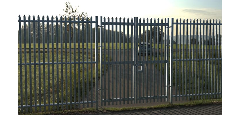 PaliFence® Palisade Security Double Leaf Gate Securing a Private Road 