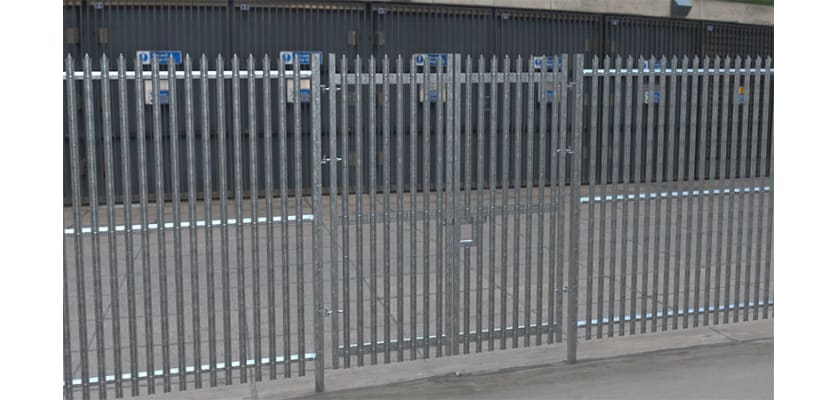 PaliFence® Palisade Security Double Leaf Gate Securing an Industrial Site