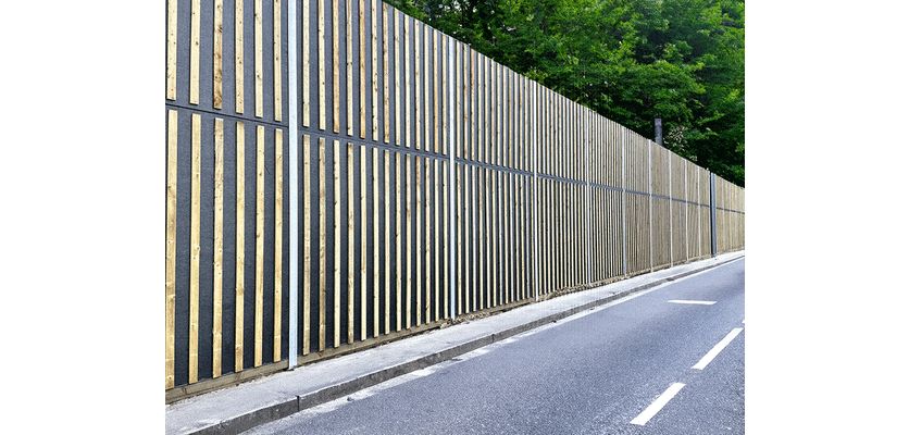 1.8m EchoAbsorb Absorbent Acoustic Fencing Kit installed at the roadside