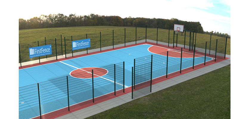 MUGAPlay® Secure 35 Rebound MUGA Kit Without Gate installed in school field