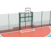 Close up of goal kit and basketball hoop in MUGA fencing system