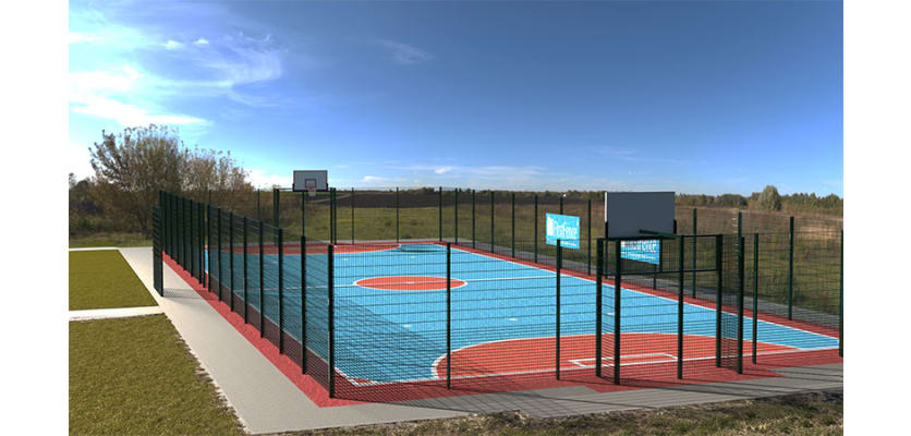 MUGAPlay® Secure 35 Rebound MUGA Kit installed in park