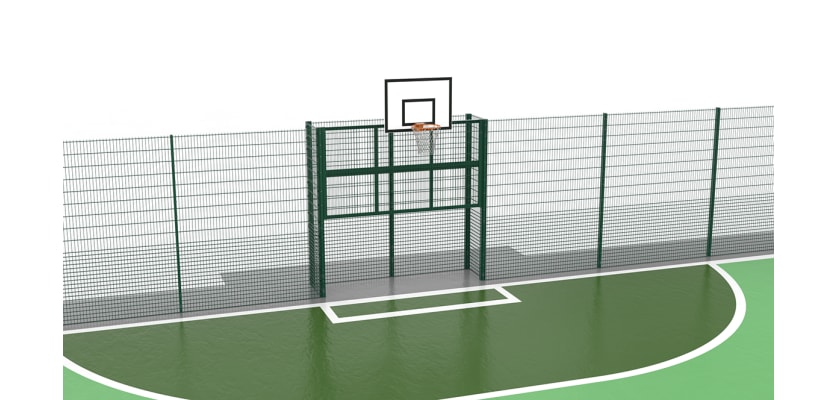 Close up of MUGA goal kit and basketball hoop