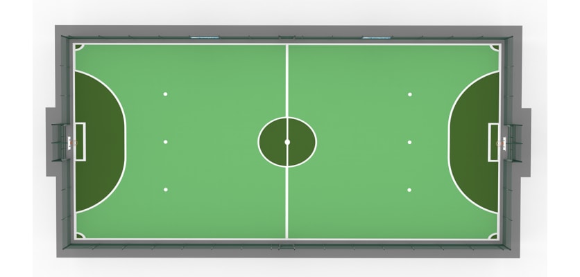 MUGAPlay® Secure 38 Rebound MUGA Kit showing a football pitch/ basketball court surface