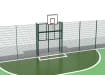 Close up of goal kit in MUGA fencing system and basketball hoop