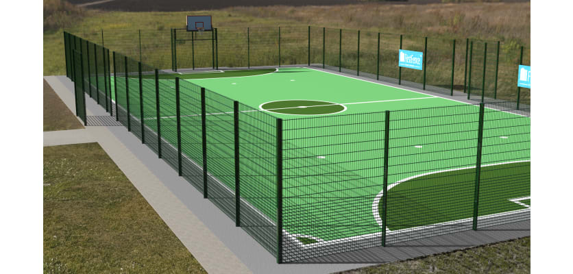 MUGAPlay® Secure 38 Rebound MUGA Kit Without Gate installed in field