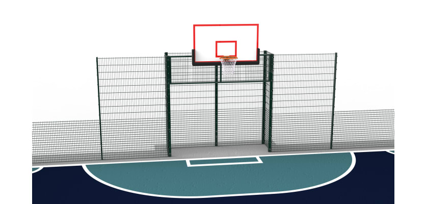 Close up of MUGA goal kit and basketball hoop