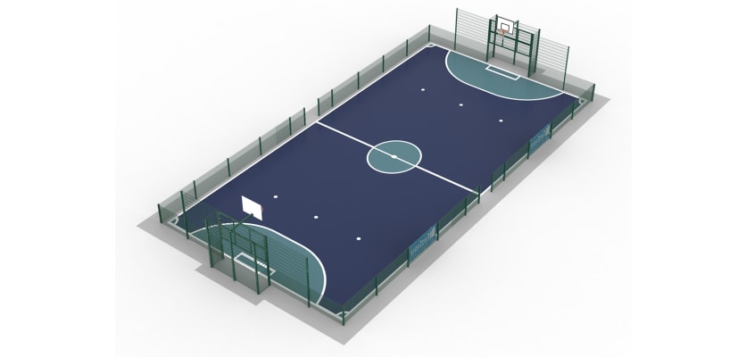Compact MUGAPlay® Rebound MUGA Mini Kit designed for versatile sports training on small fields.