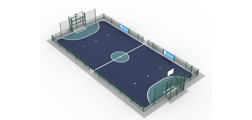 Compact MUGAPlay® Rebound MUGA Mini Kit for versatile sports training and play, featuring durable construction and vibrant colors.