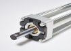 A close up of the end of the hydraulic swing gate operator 