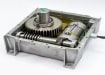 Bottom view of the Underground Swing Gate Operator showing the motor and gears