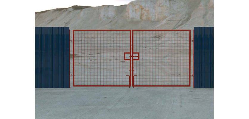 Red Building Site Gate Kit installed at construction site