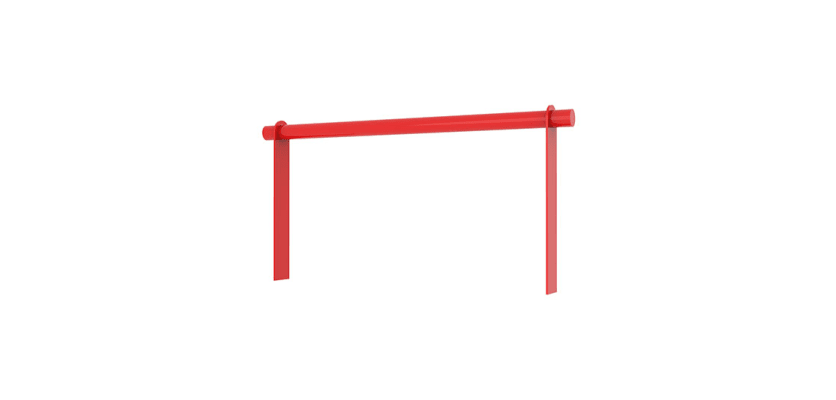 Steel Knee Railing with a Red Powder Coated Finish