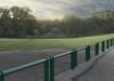 Green Steel Knee Railings along a park path
