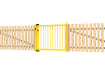 PlaySecure® 1.0m x 1.2m Wide Single Railing Gate Kit installed alongside timber fencing