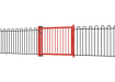 PlaySecure® 1.0m x 1.2m Wide Single Railing Gate Kit installed alongside bow top railings