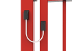 Close up of gate safety tethers