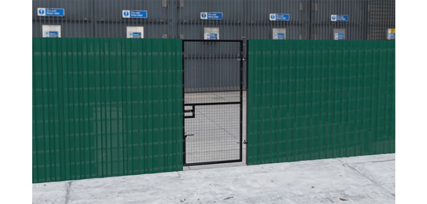 Black Pedestrian Site Gate Kit installed at building site
