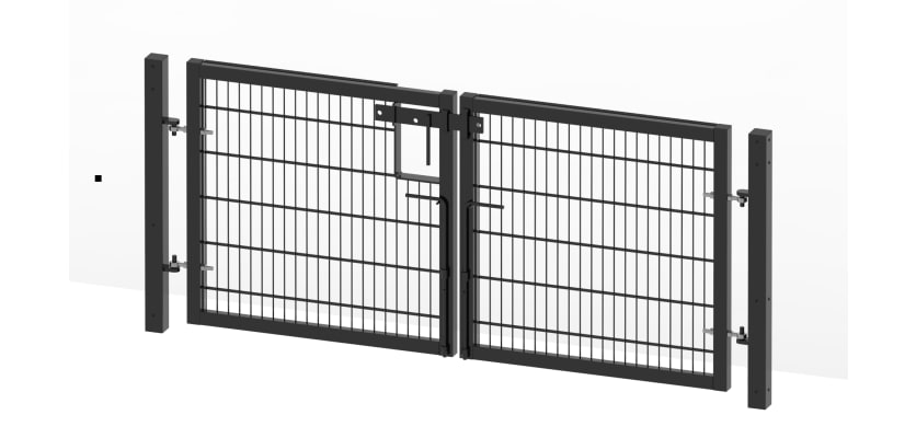 1.2m high x 7.0m wide Twin Mesh Double Leaf Gate In Black