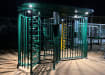 3 Wind Double Turnstile with Overhead Canopy - Green Finish