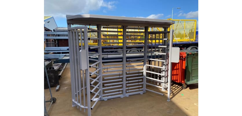 3 Wing Double Turnstile With Overhead Canopy - Grey finish