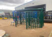 3 Wing Double Turnstile With Overhead Canopy - Green Finish 
