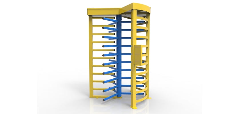3D Render of a 3 Wing Single Turnstile with Overhead Canopy