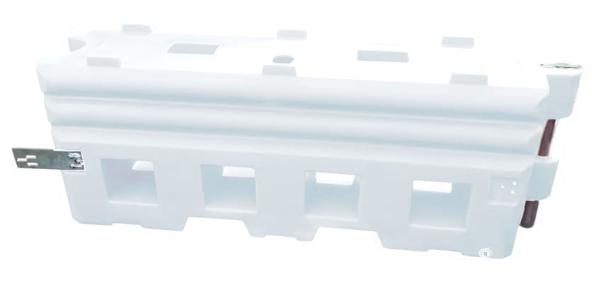 A white RB22 50MPH Crash Barrier