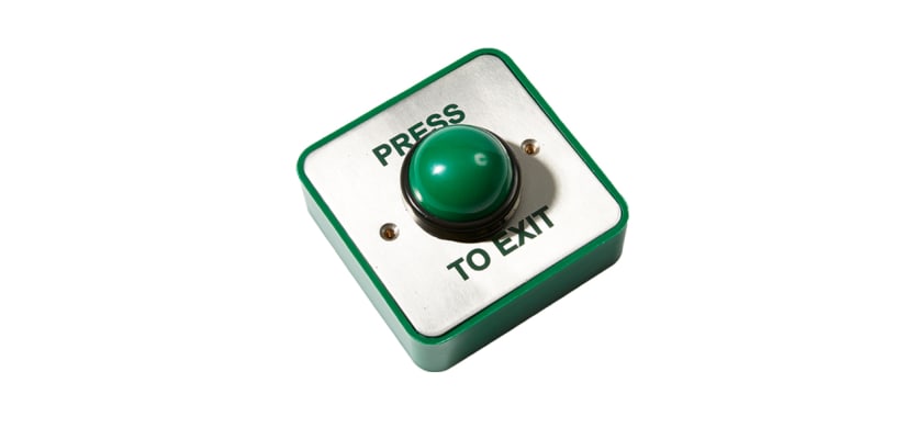PB02 Press to Exit Button - Green Domed button 