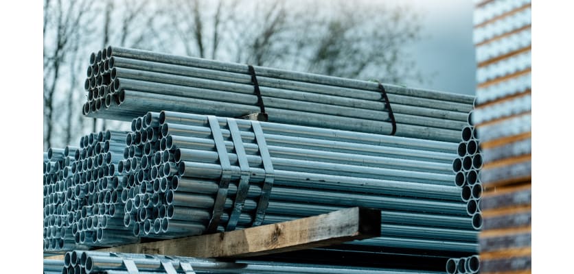 Close up of Bundles of Scaffolding Tubes 