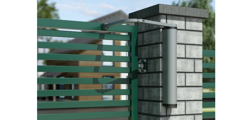 Motorised Gate Closer Attached to a closed Gate 