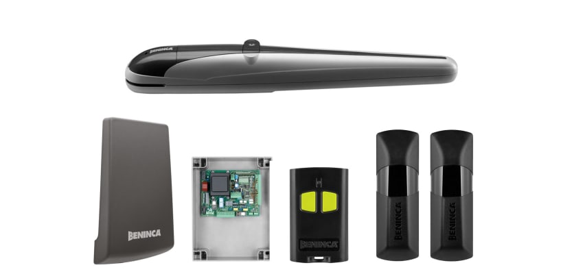 All of the components included within the Above Ground Electromechanical Single Leaf Gate Operator Kit 